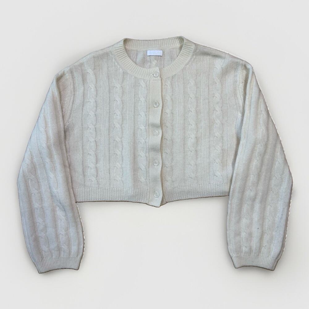 Sablyn Cashmere Cardigan Women's S Cream Cable Knit Cropped Sweater New York